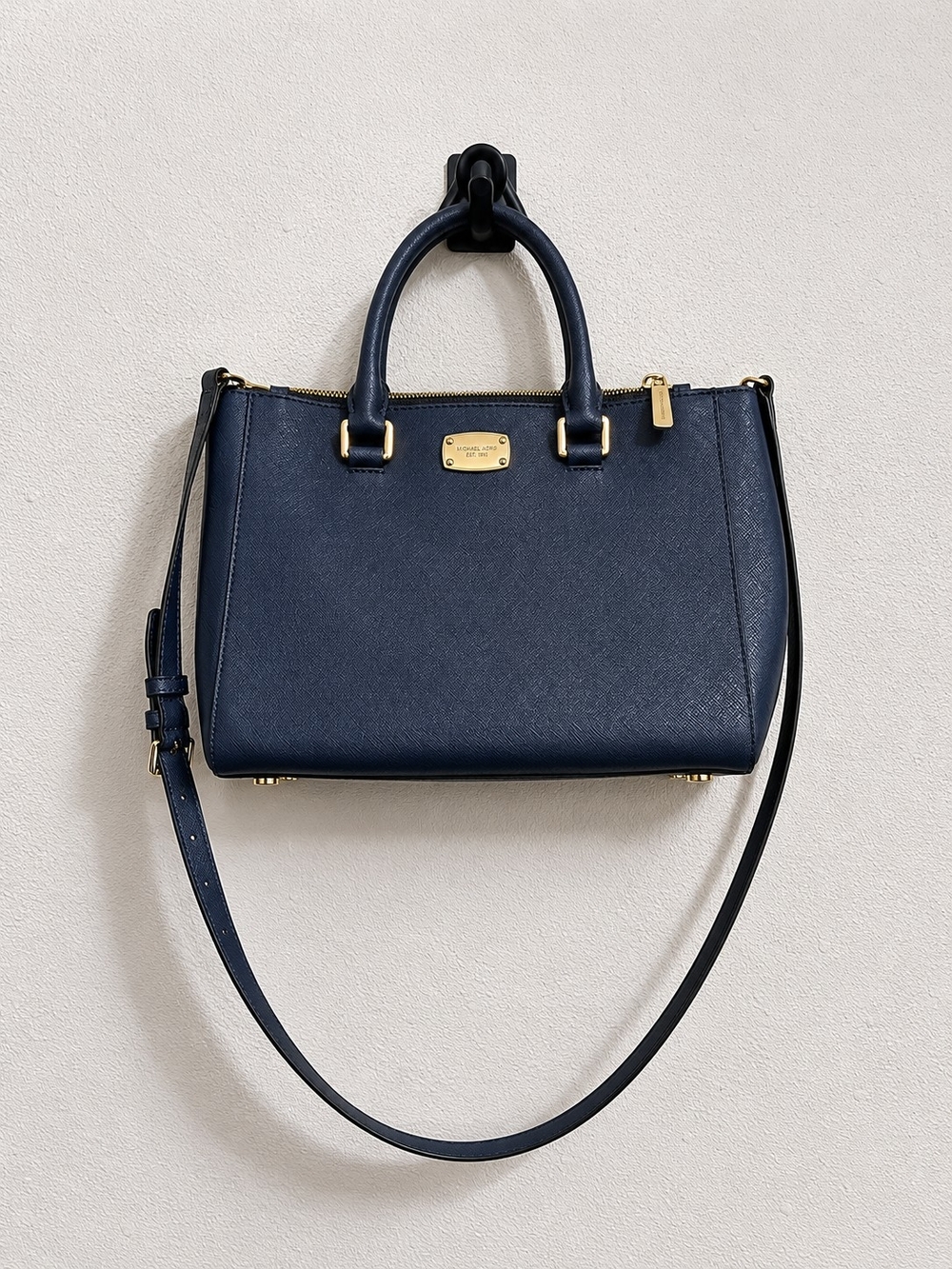 Michael Kors Navy Saffiano Medium Satchel